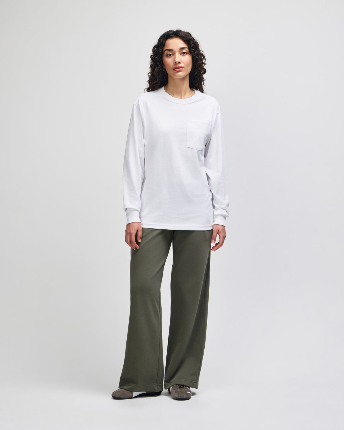 American Apparel Super Heavyweight Unisex Long Sleeve Pocket T-Shirt - White
