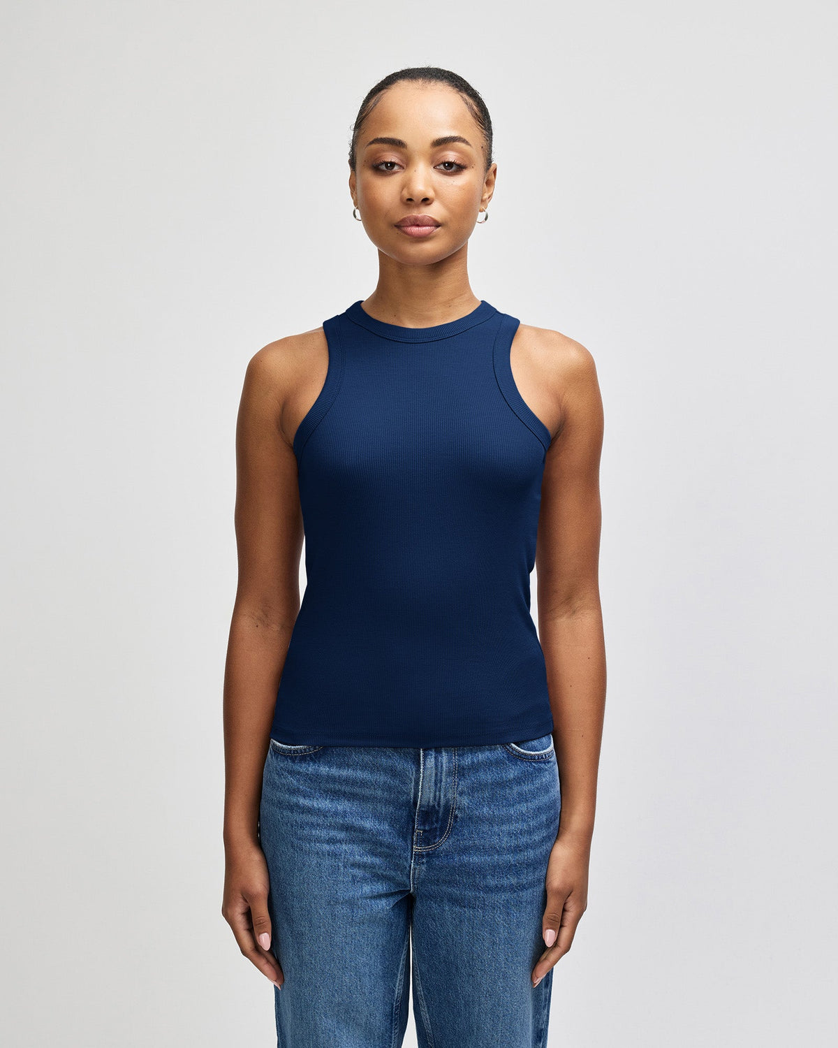 American Apparel Baby Rib Women's Fitted Tank - Navy