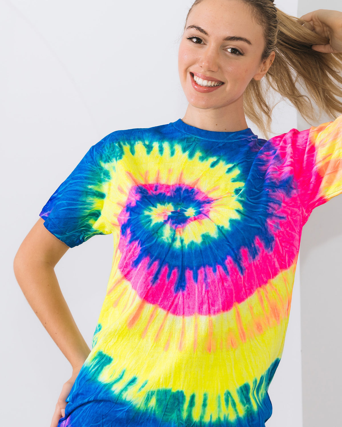 1000 Colortone® Tie Dye Adult T-Shirt - Neon Rainbow