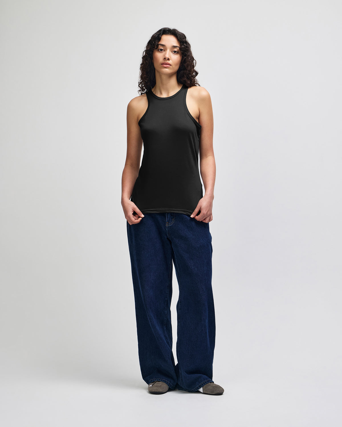 American Apparel CVC Womens Racerneck Tank - Black