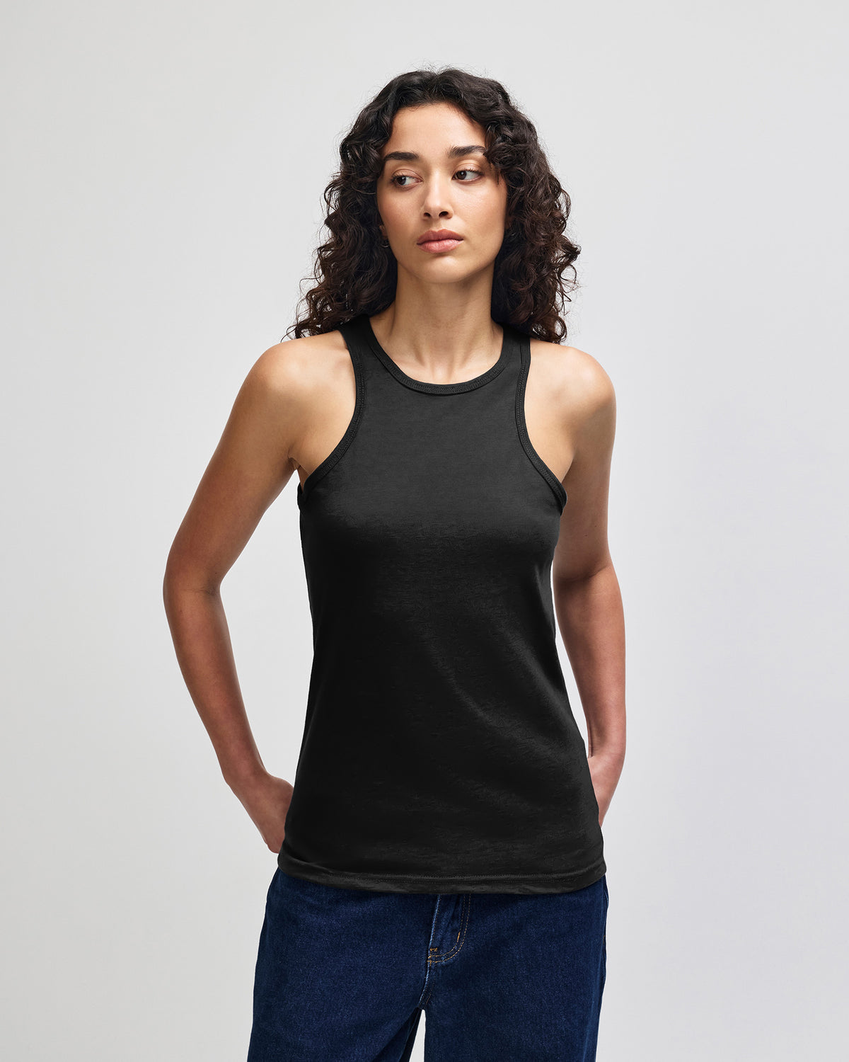 American Apparel CVC Womens Racerneck Tank - Black