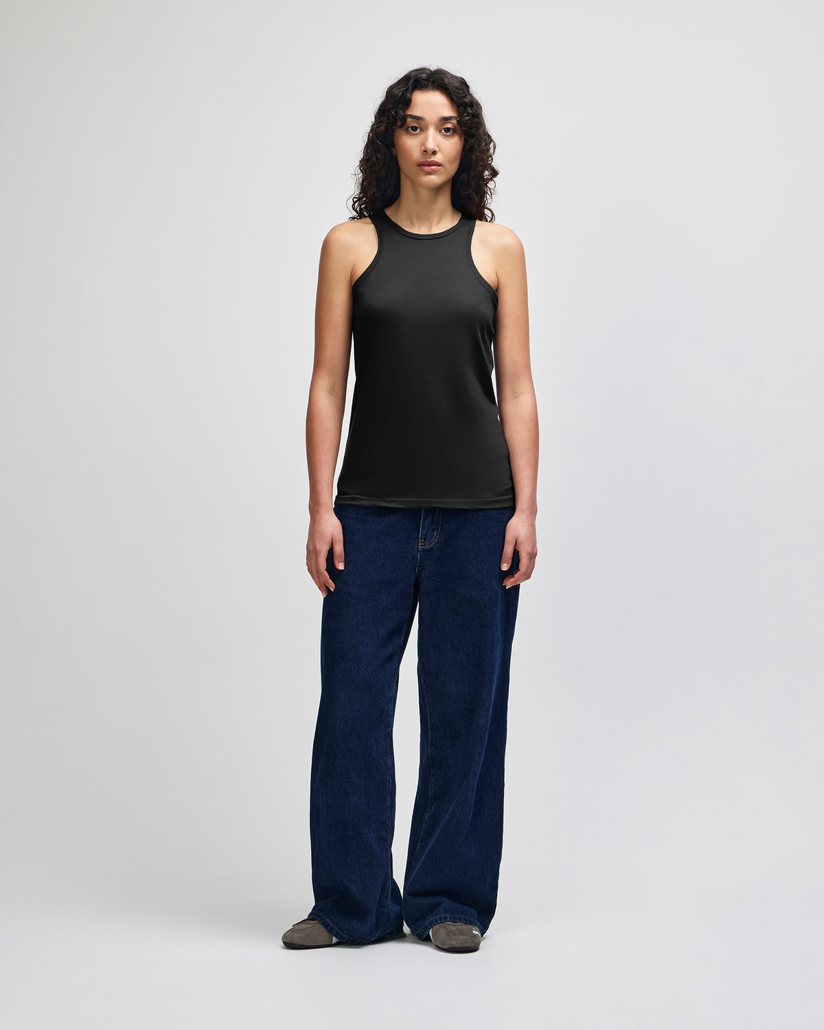 American Apparel CVC Womens Racerneck Tank - Black
