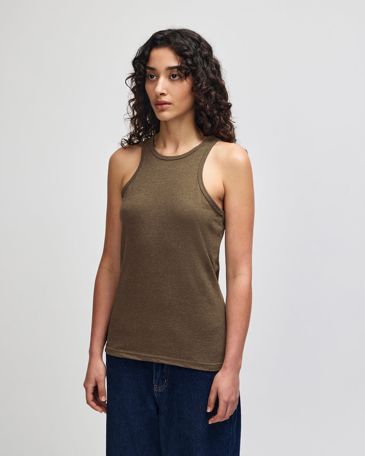 American Apparel CVC Womens Racerneck Tank - Heather Army