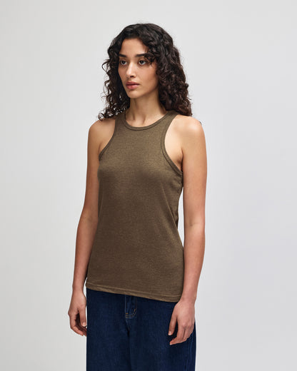 American Apparel CVC Womens Racerneck Tank - Heather Army
