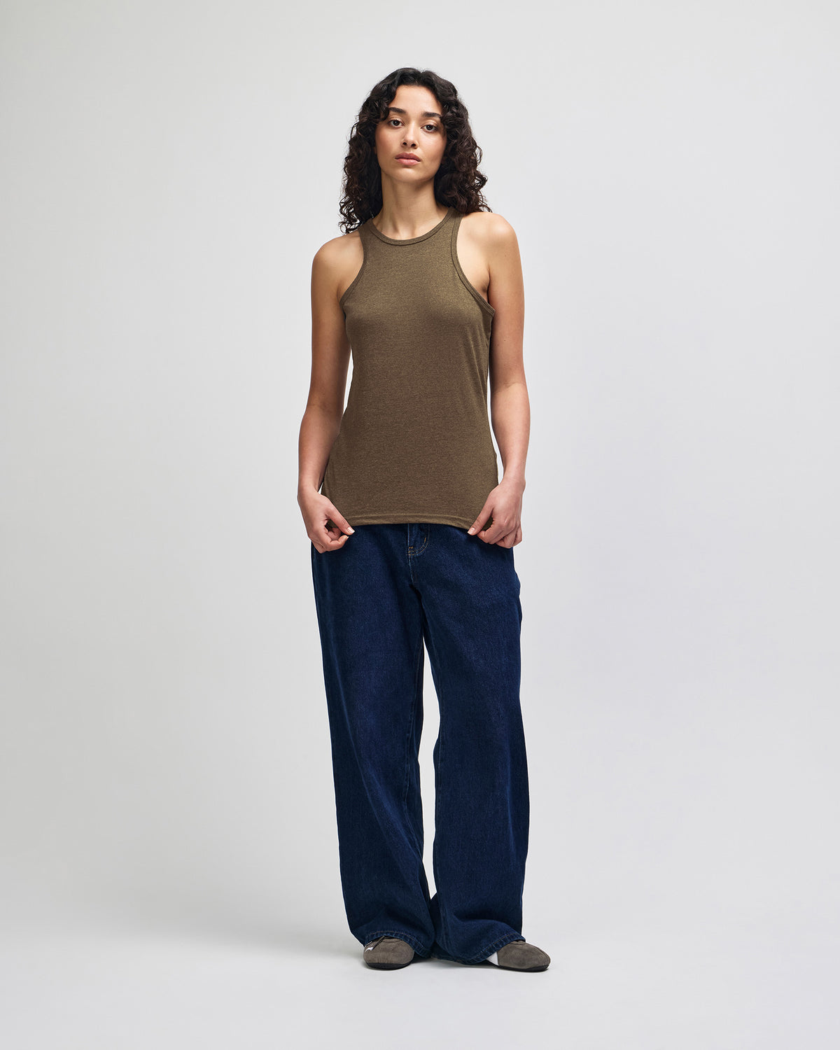 American Apparel CVC Womens Racerneck Tank - Heather Army