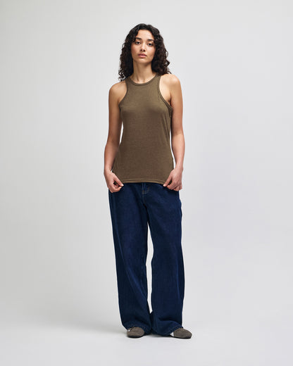 American Apparel CVC Womens Racerneck Tank - Heather Army