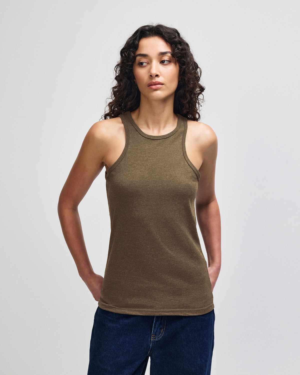American Apparel CVC Womens Racerneck Tank - Heather Army