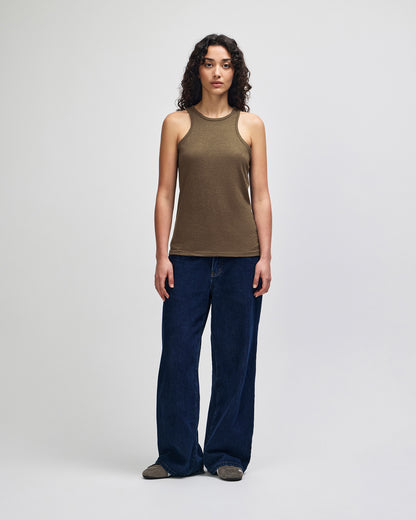 American Apparel CVC Womens Racerneck Tank - Heather Army