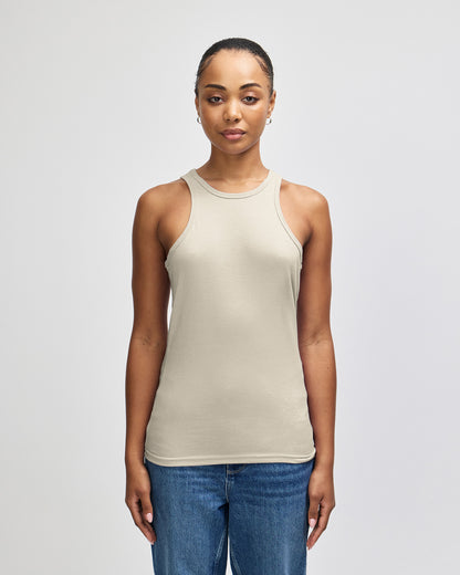 American Apparel CVC Womens Racerneck Tank - Heather Bone