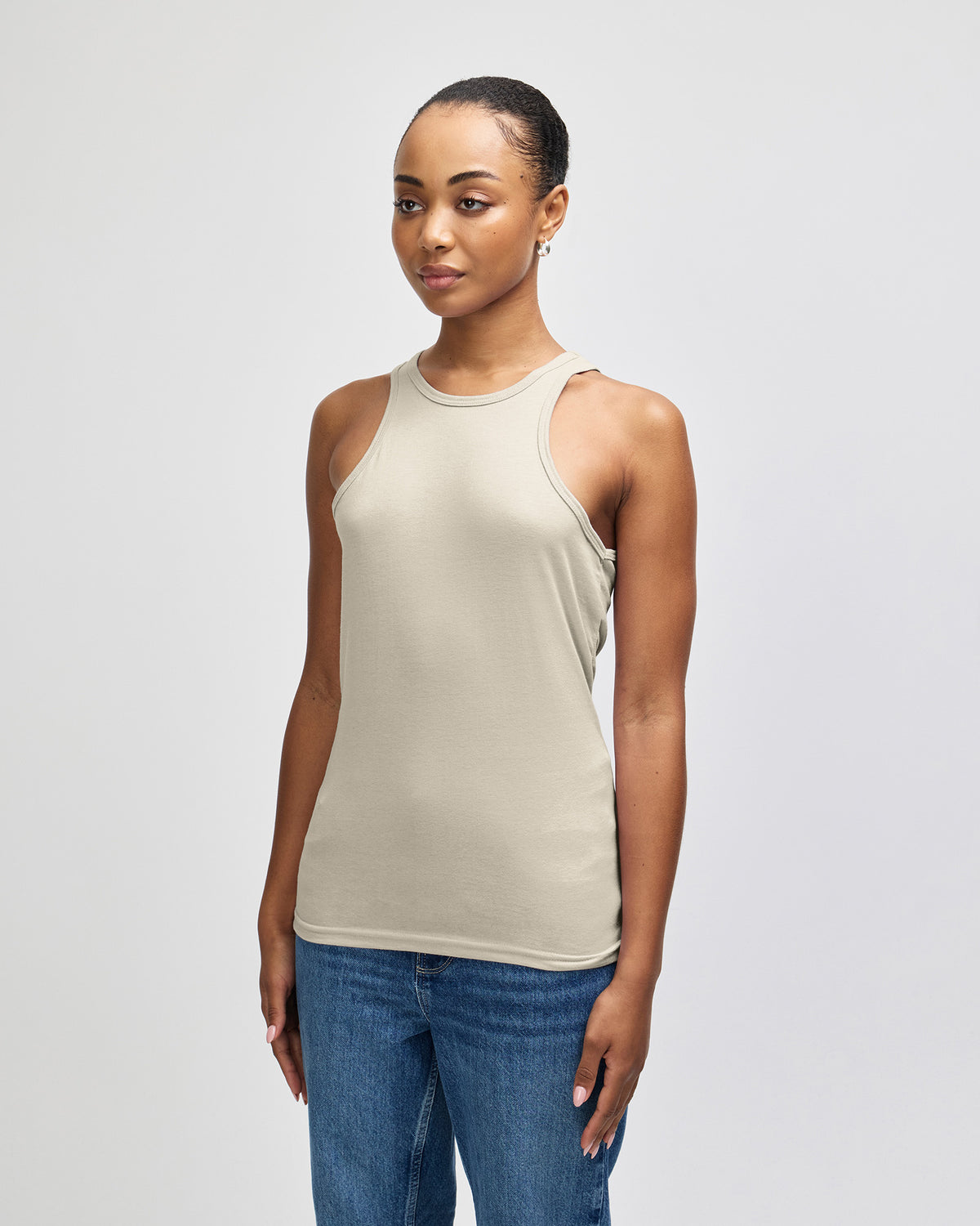 American Apparel CVC Womens Racerneck Tank - Heather Bone