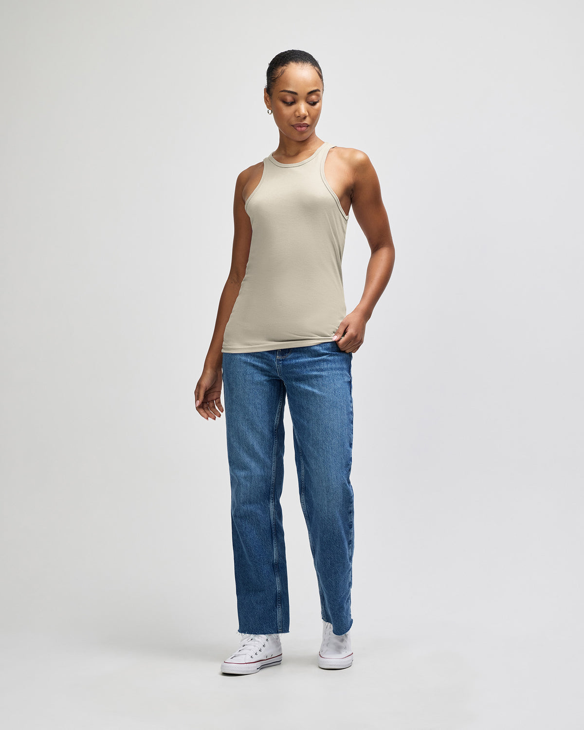 American Apparel CVC Womens Racerneck Tank - Heather Bone