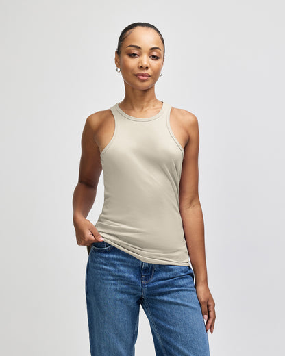 American Apparel CVC Womens Racerneck Tank - Heather Bone