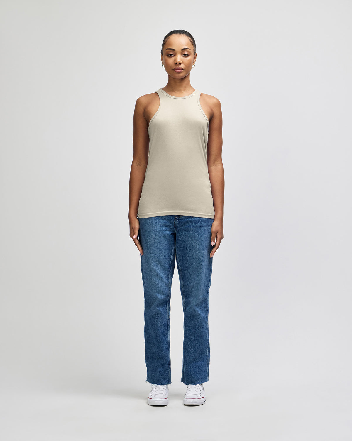 American Apparel CVC Womens Racerneck Tank - Heather Bone