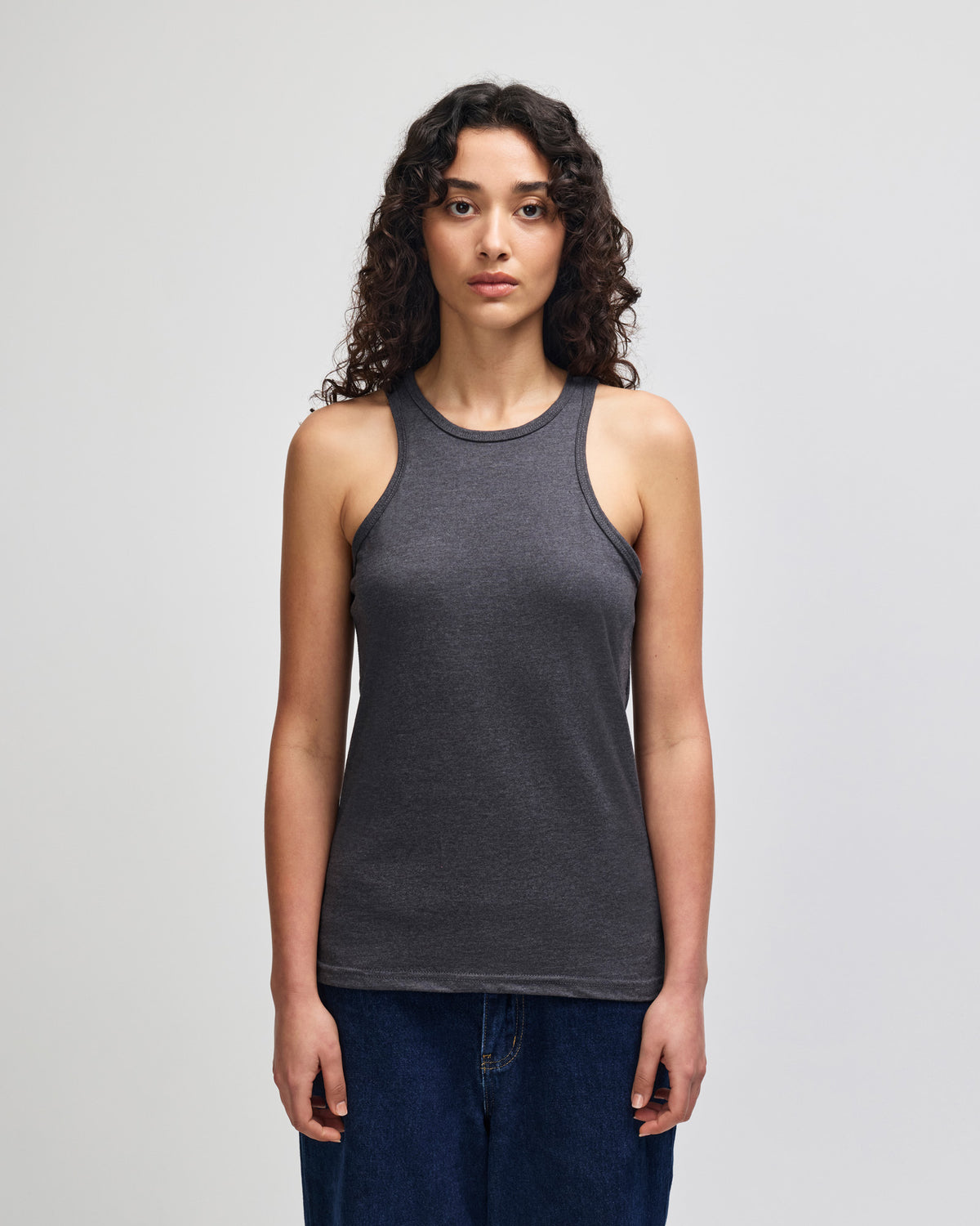American Apparel CVC Womens Racerneck Tank - Heather Charcoal