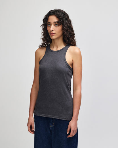 American Apparel CVC Womens Racerneck Tank - Heather Charcoal
