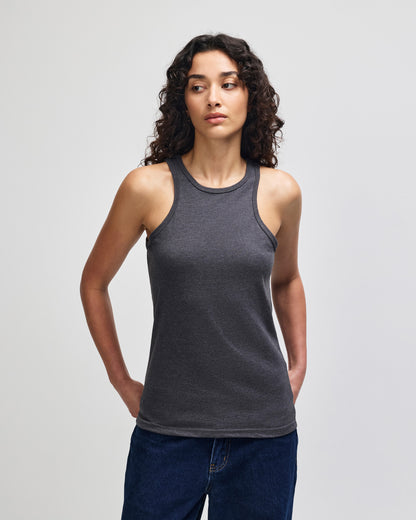 American Apparel CVC Womens Racerneck Tank - Heather Charcoal
