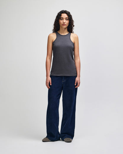 American Apparel CVC Womens Racerneck Tank - Heather Charcoal