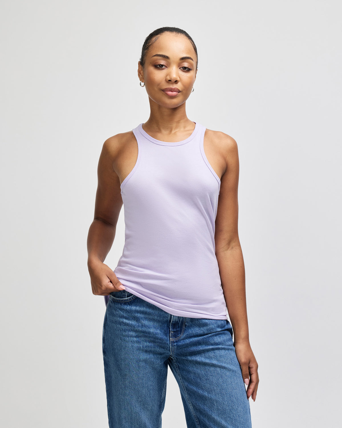 American Apparel CVC Womens Racerneck Tank - Heather Lilac
