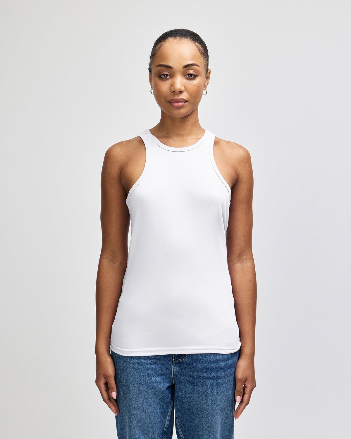 American Apparel CVC Womens Racerneck Tank - White