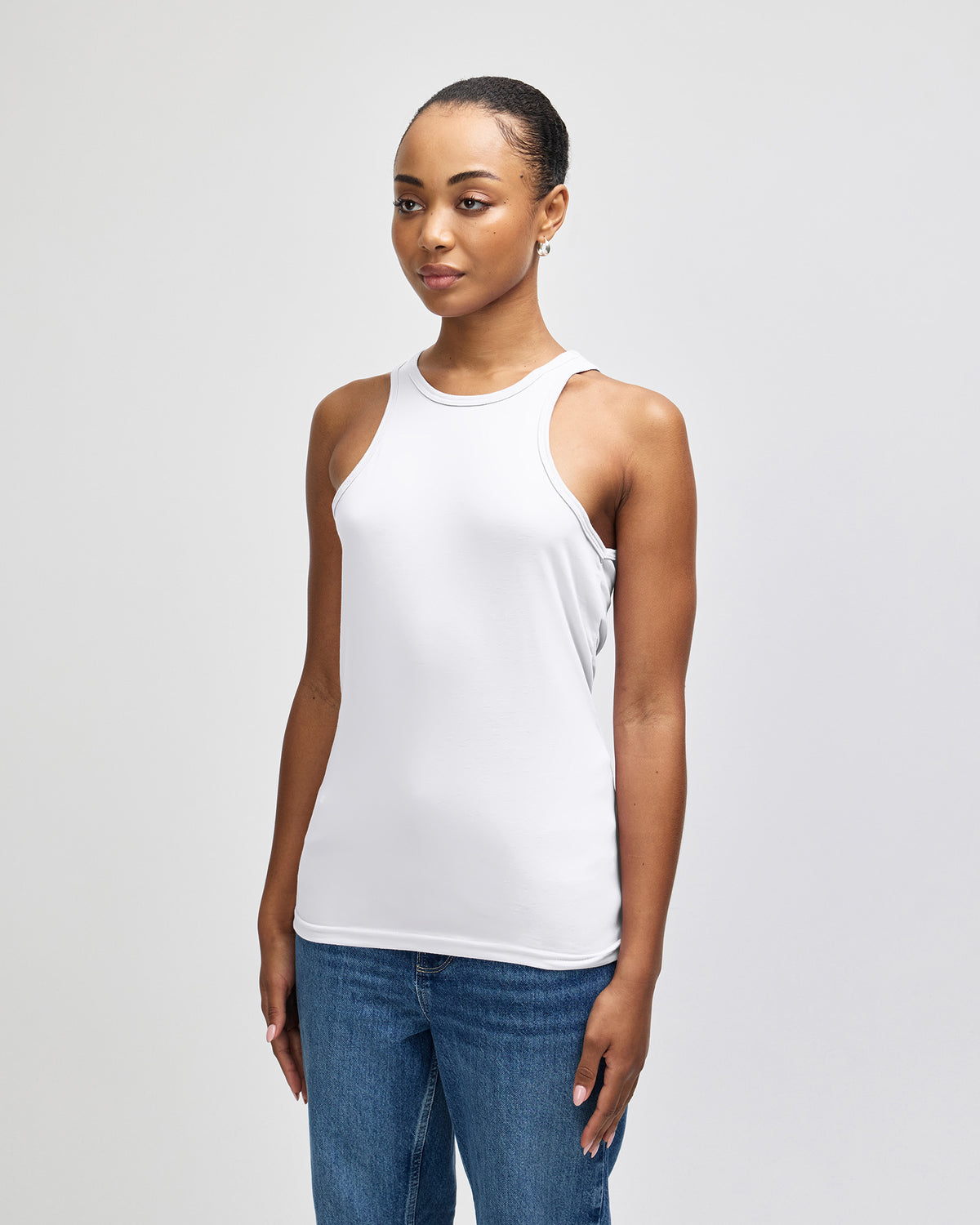 American Apparel CVC Womens Racerneck Tank - White