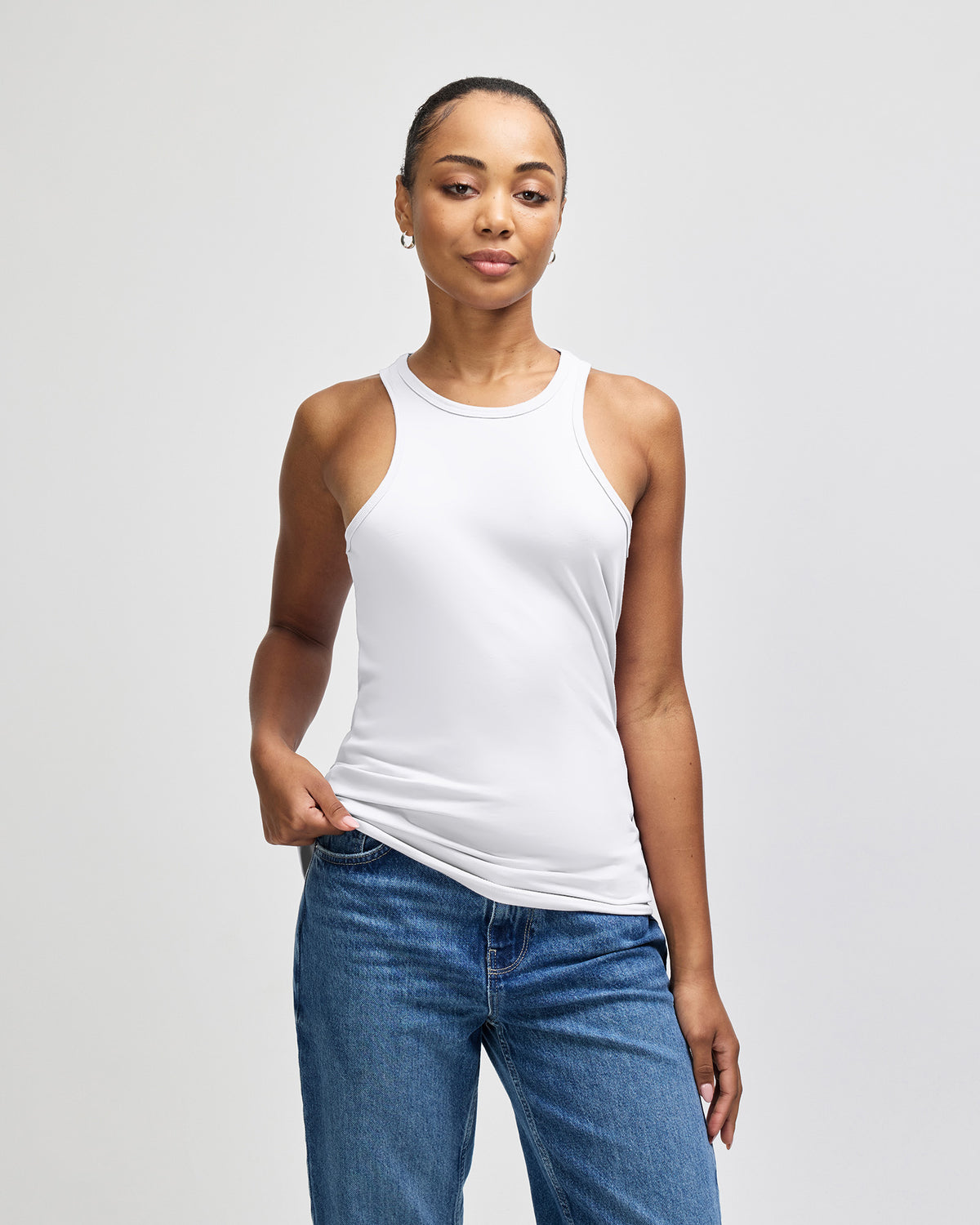 American Apparel CVC Womens Racerneck Tank - White