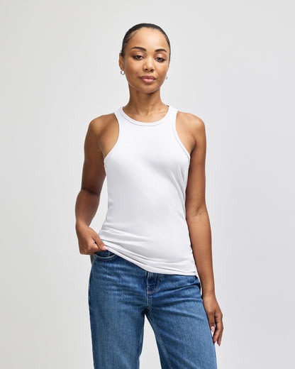 American Apparel CVC Womens Racerneck Tank - White