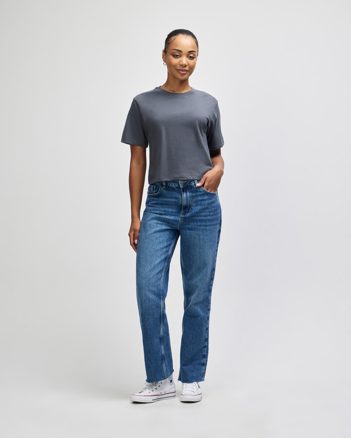 American Apparel Women's Fine Jersey Boxy T-Shirt - Asphalt