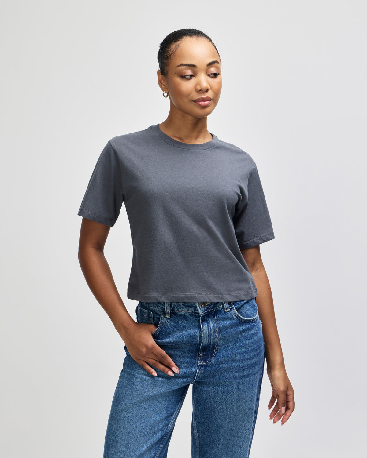 American Apparel Women's Fine Jersey Boxy T-Shirt - Asphalt