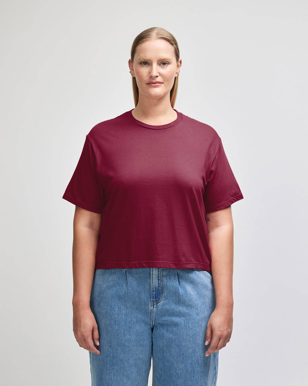 American Apparel Women's Fine Jersey Boxy T-Shirt - Burgundy
