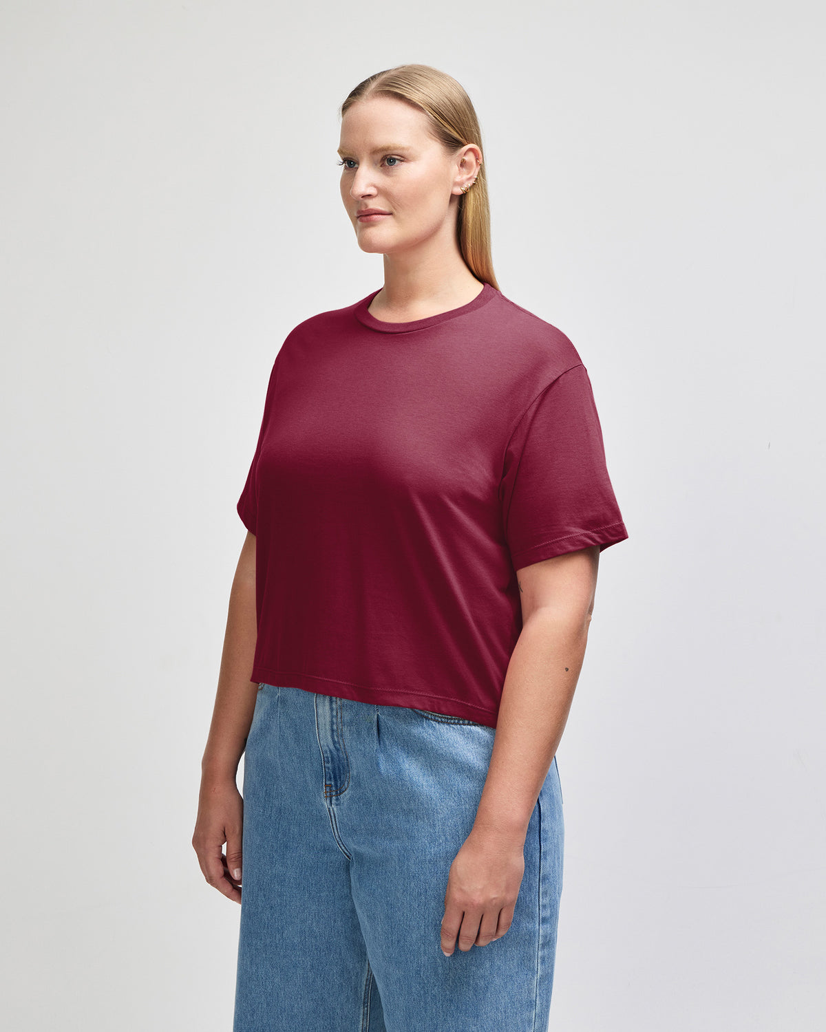 American Apparel Women's Fine Jersey Boxy T-Shirt - Burgundy