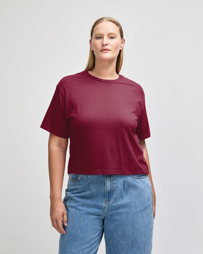 American Apparel Women's Fine Jersey Boxy T-Shirt - Burgundy