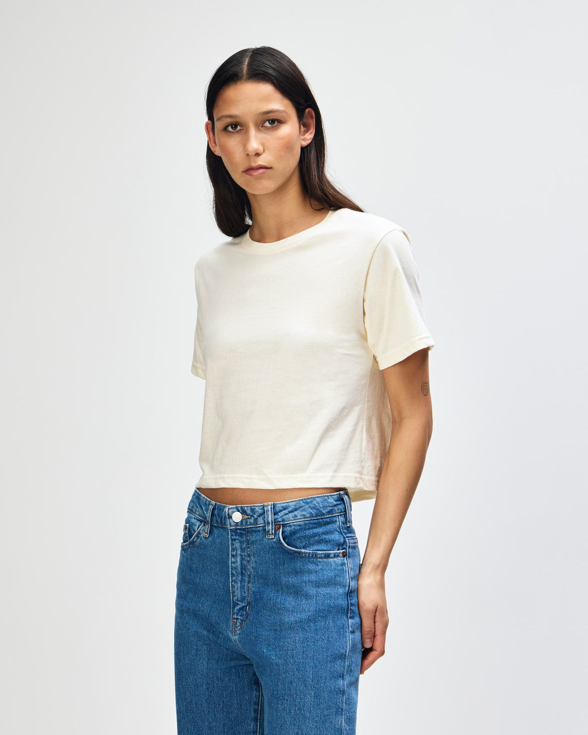 American Apparel Women's Fine Jersey Boxy T-Shirt - Cream