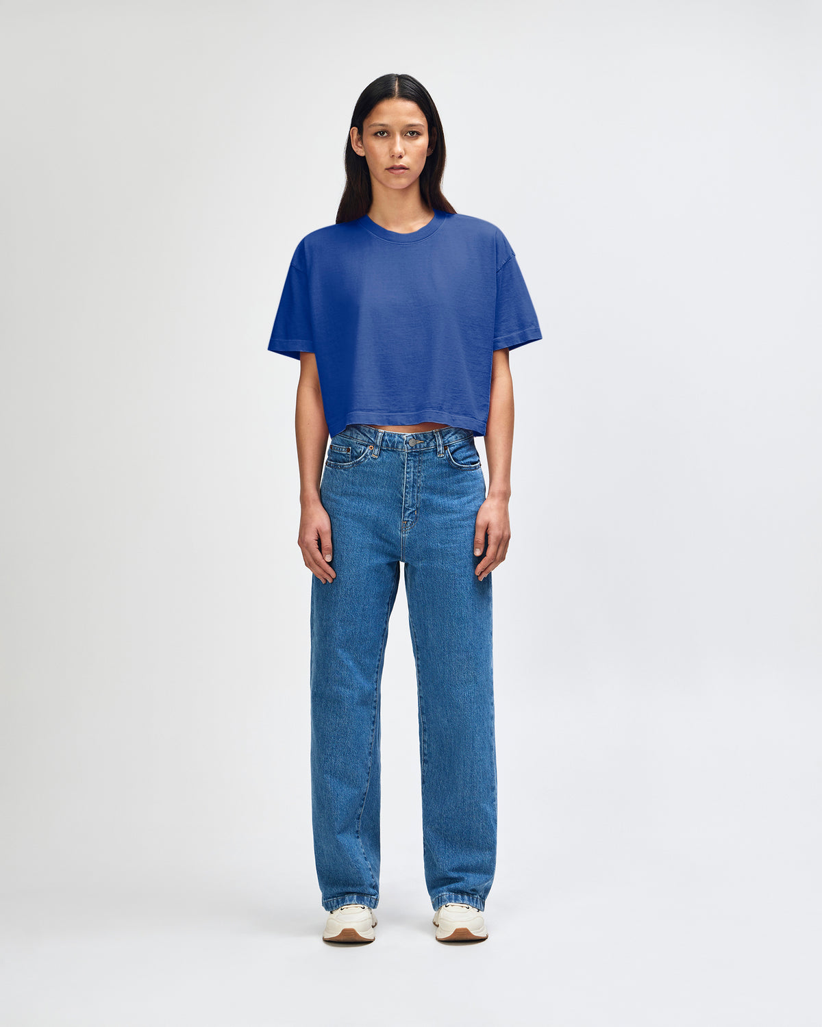 American Apparel Heavyweight Cotton Women's Garment Dyed Crop Boxy T-Shirt - Faded Lapis