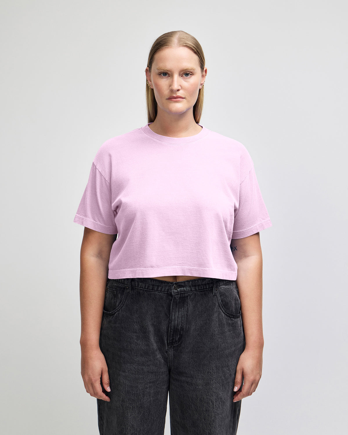 American Apparel Heavyweight Cotton Women's Garment Dyed Crop Boxy T-Shirt - Faded Powder Pink