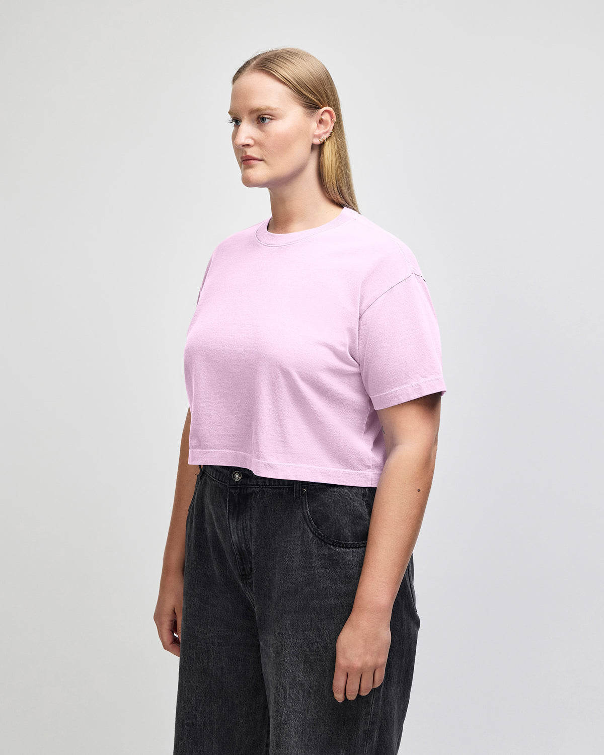 American Apparel Heavyweight Cotton Women's Garment Dyed Crop Boxy T-Shirt - Faded Powder Pink