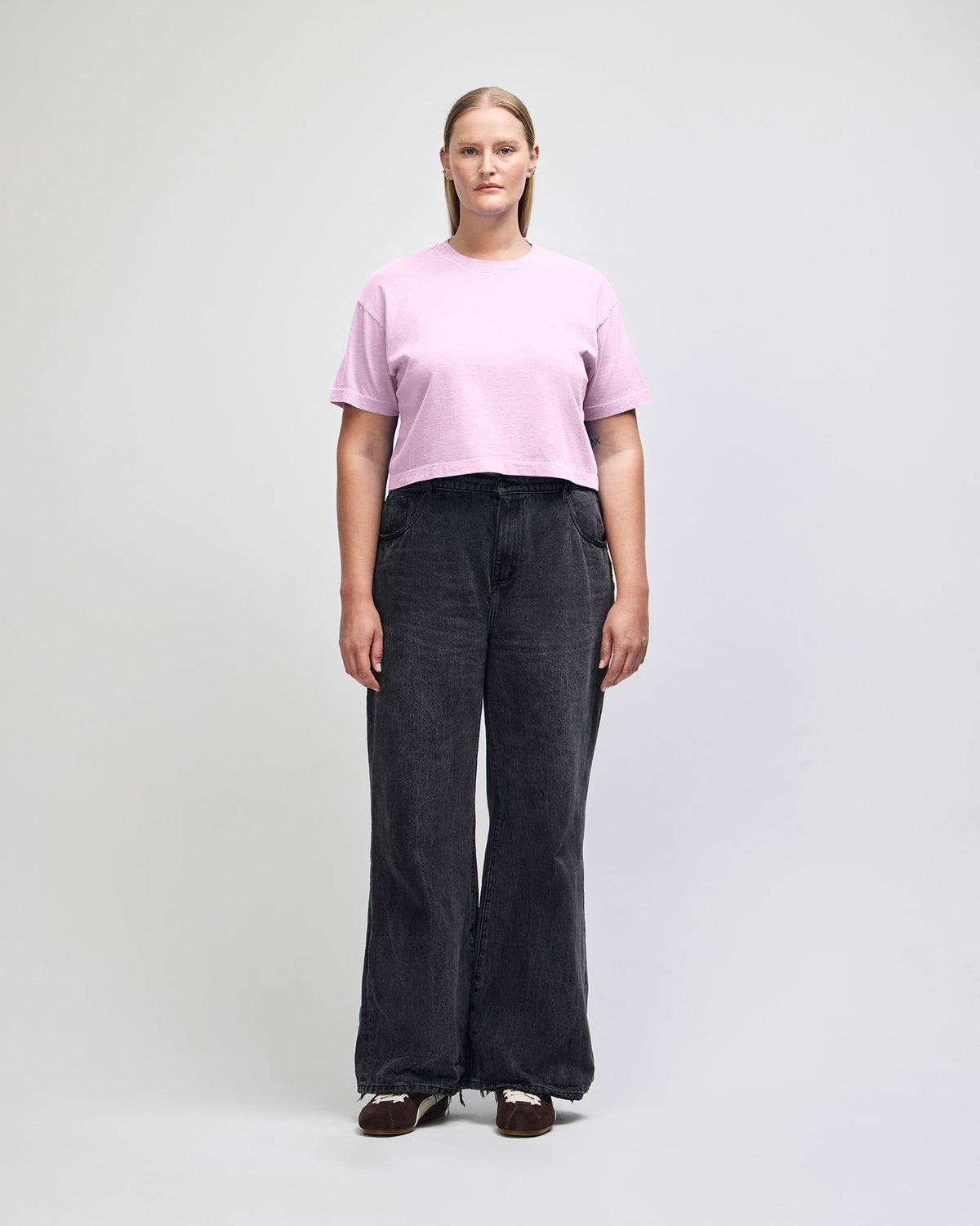 American Apparel Heavyweight Cotton Women's Garment Dyed Crop Boxy T-Shirt - Faded Powder Pink