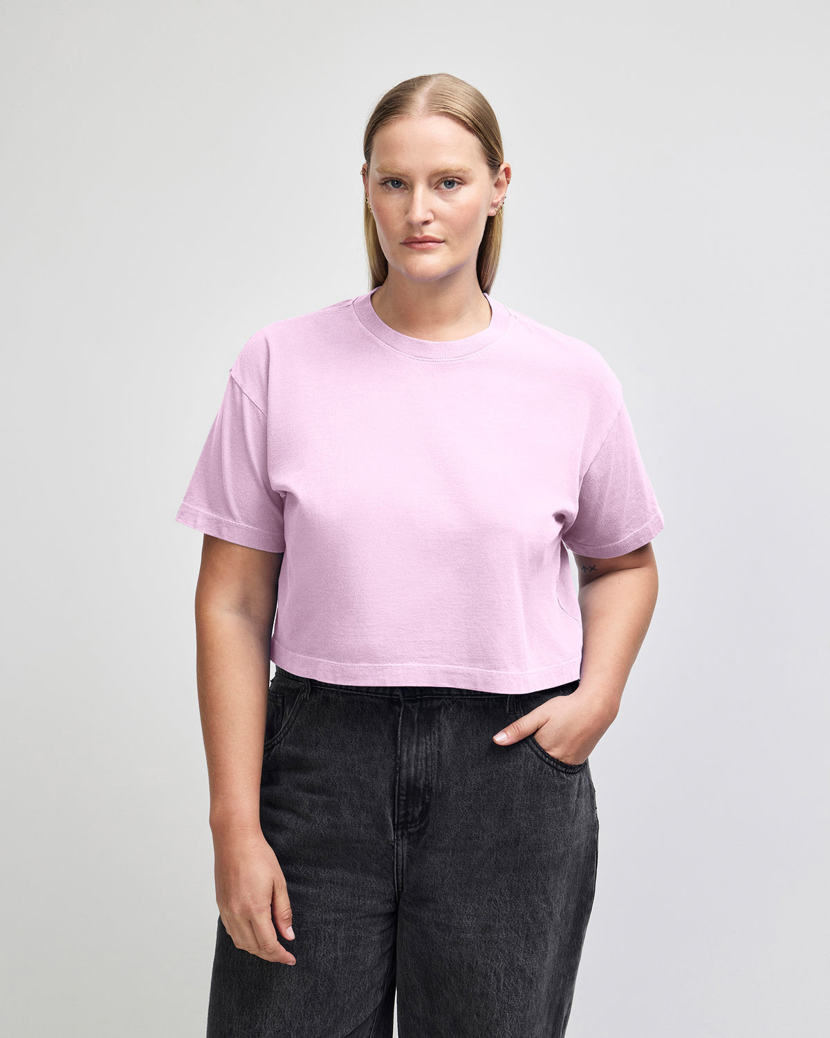 American Apparel Heavyweight Cotton Women's Garment Dyed Crop Boxy T-Shirt - Faded Powder Pink
