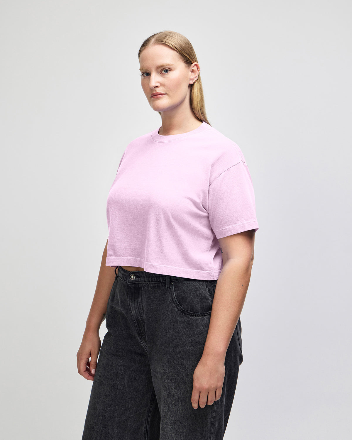 American Apparel Heavyweight Cotton Women's Garment Dyed Crop Boxy T-Shirt - Faded Powder Pink