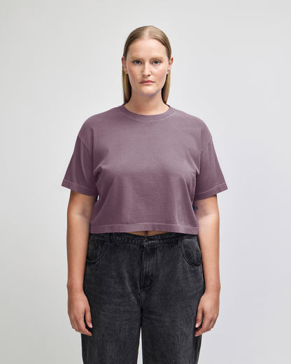 American Apparel Heavyweight Cotton Women's Garment Dyed Crop Boxy T-Shirt - Faded Smokey Violet