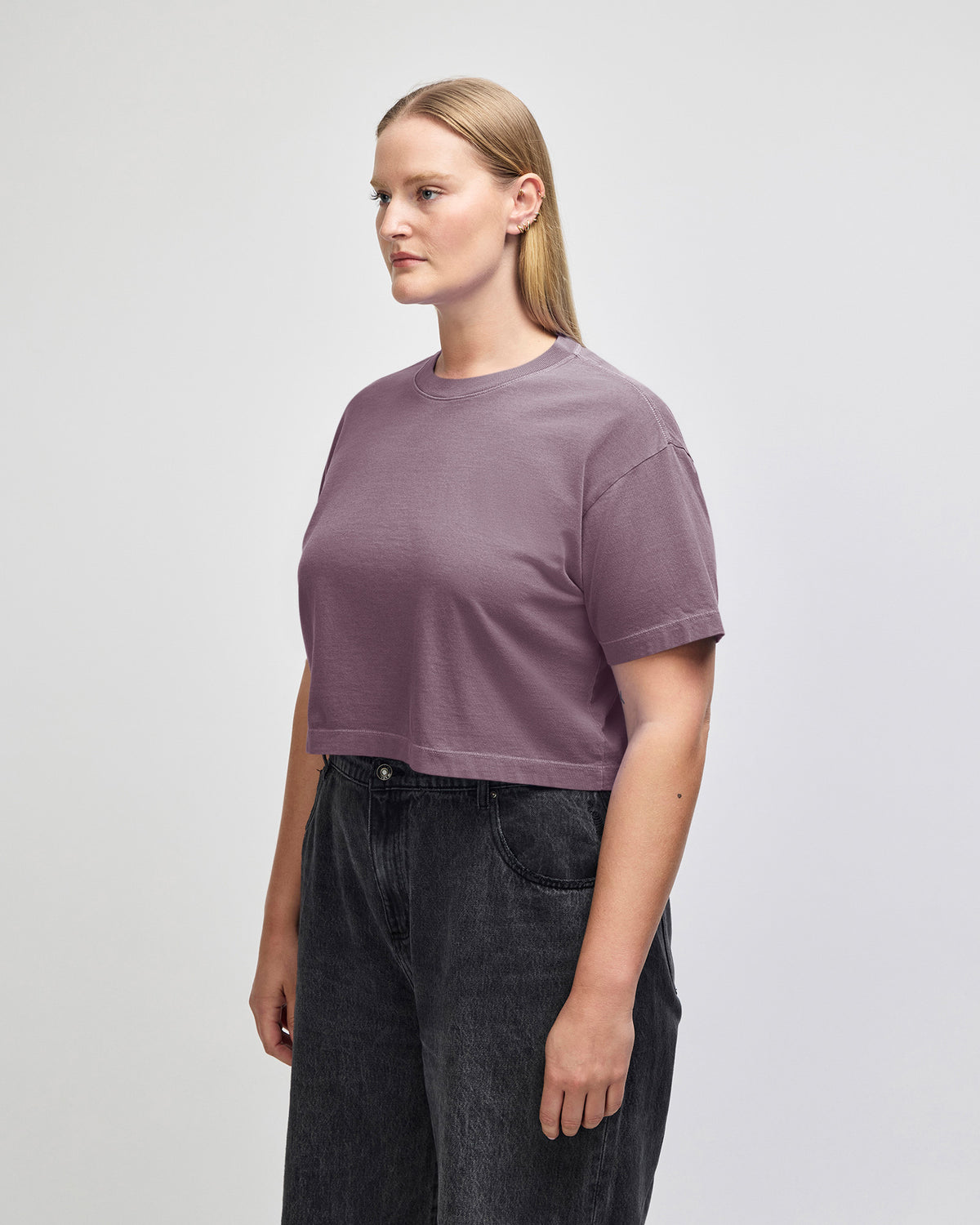 American Apparel Heavyweight Cotton Women's Garment Dyed Crop Boxy T-Shirt - Faded Smokey Violet