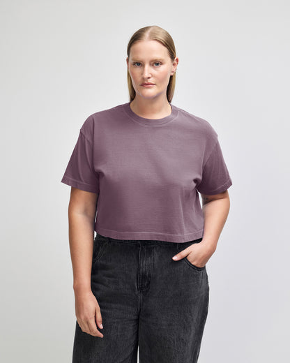 American Apparel Heavyweight Cotton Women's Garment Dyed Crop Boxy T-Shirt - Faded Smokey Violet