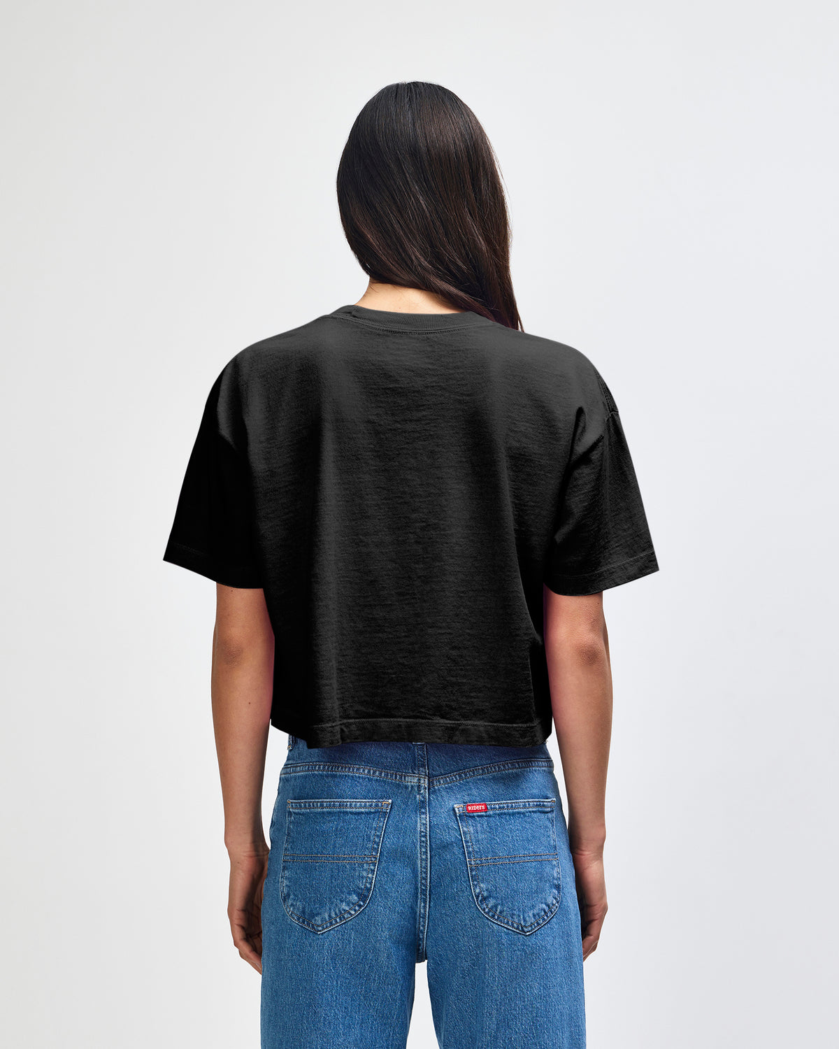 American Apparel Heavyweight Cotton Women's Garment Dyed Crop Boxy T-Shirt - True Black
