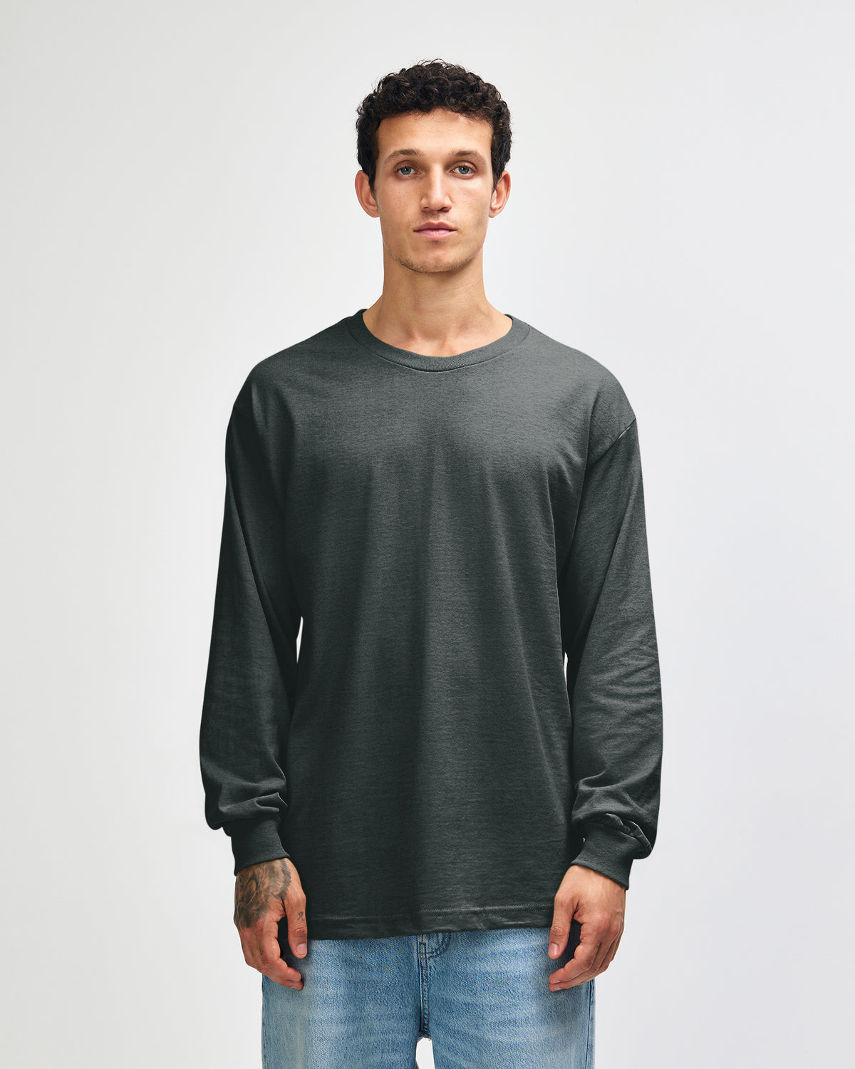 American Apparel Heavyweight Cotton Unisex Long Sleeve T-Shirt - Heather Charcoal