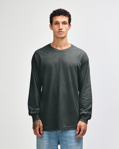 American Apparel Heavyweight Cotton Unisex Long Sleeve T-Shirt - Heather Charcoal