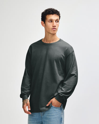 American Apparel Heavyweight Cotton Unisex Long Sleeve T-Shirt - Heather Charcoal
