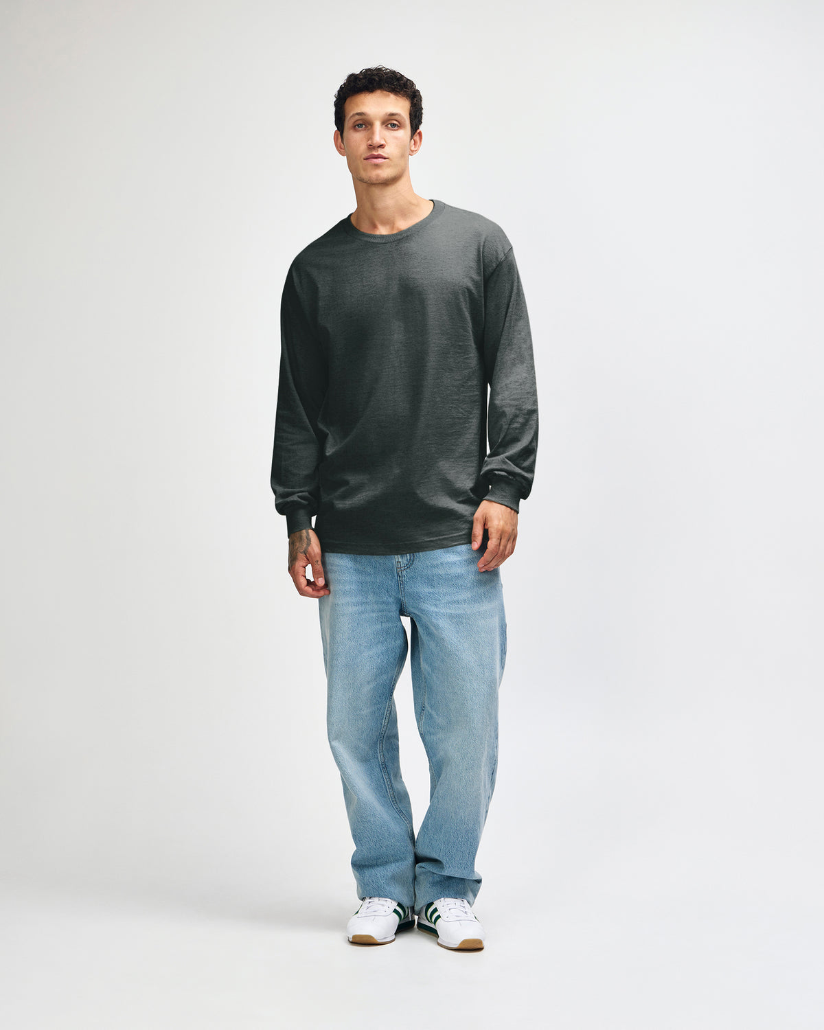 American Apparel Heavyweight Cotton Unisex Long Sleeve T-Shirt - Heather Charcoal