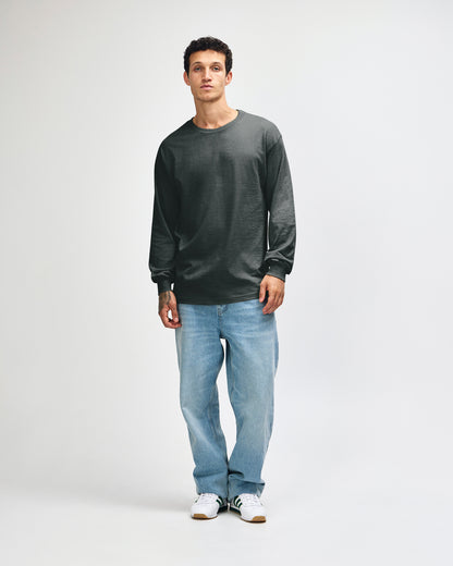 American Apparel Heavyweight Cotton Unisex Long Sleeve T-Shirt - Heather Charcoal