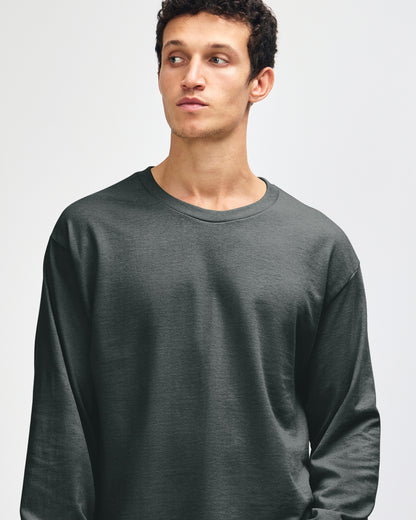 American Apparel Heavyweight Cotton Unisex Long Sleeve T-Shirt - Heather Charcoal