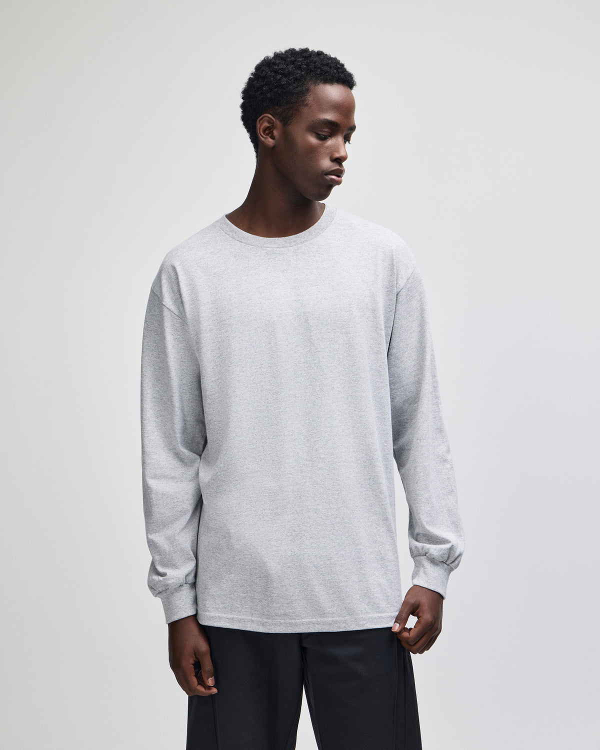American Apparel Heavyweight Cotton Unisex Long Sleeve T-Shirt - Heather Grey