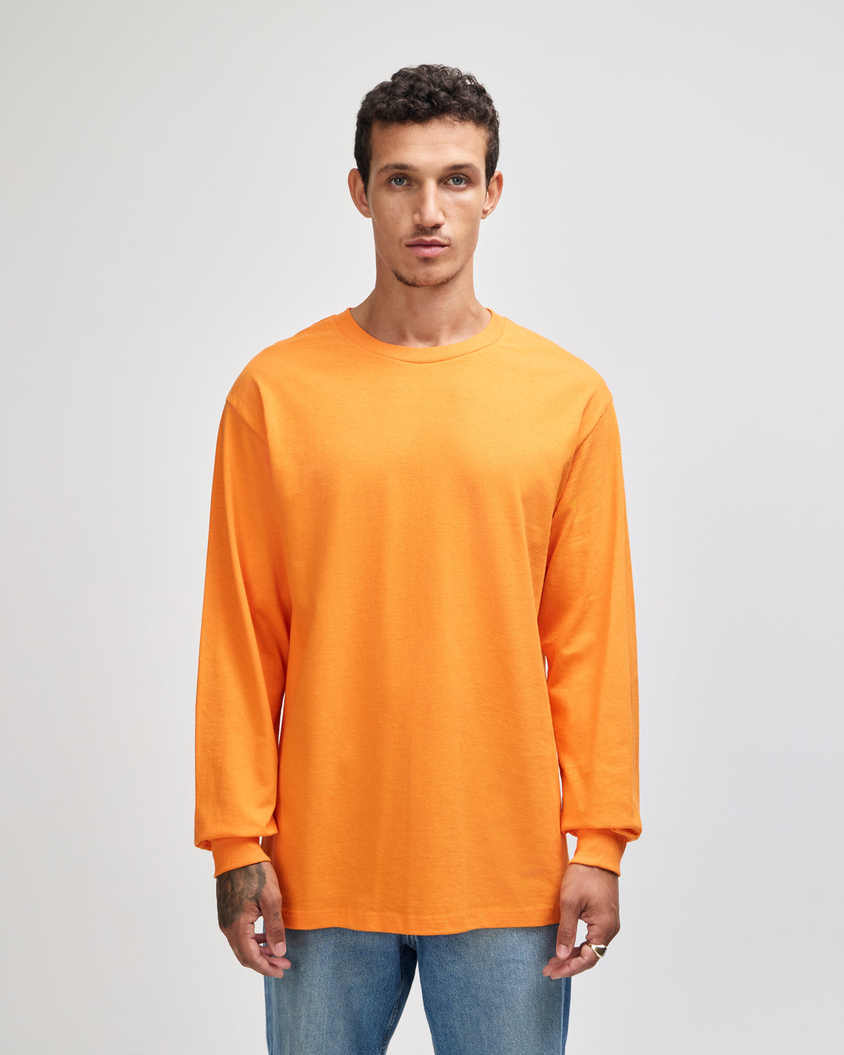 American Apparel Heavyweight Cotton Unisex Long Sleeve T-Shirt - Orange